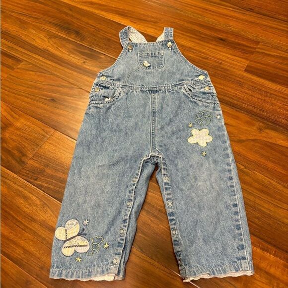 Gymboree denim butterfly y2k vintage overalls - Picture 1 of 6